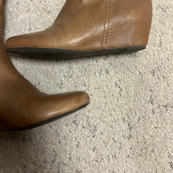 Franco Sarto brown wedge leather boots size 7.5 great used condition - Picture 3 of 9
